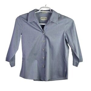 Orvis Womens Size 6 Blue Long Sleeve Button-Down Shirt